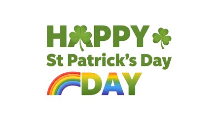 Vibrant st patrick's day greeting with shamrocks and rainbow