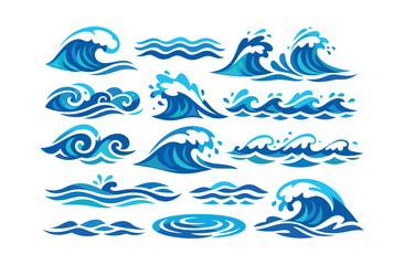 Obraz premium Water waves in various abstract shapes and sizes, splashing and rippling, representing movement, nature and travel concepts