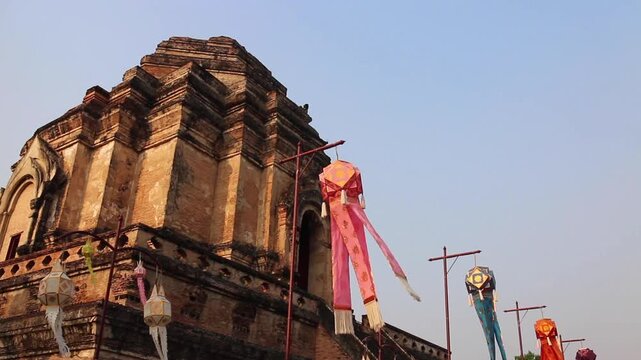 Chiang Mai, Thailand Wat Chedi Laung pagoda, stock footage