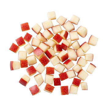 Small diced apple pieces pile studio shot isolated