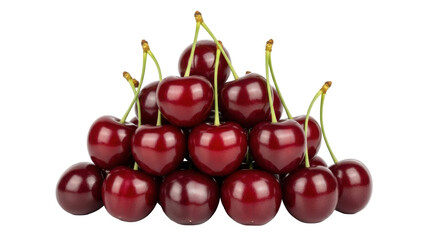 Isolated ripe cherry pyramid display for commercial use, delicious and sweet fruit group