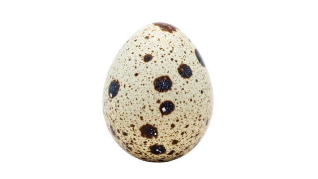 Isolated quail egg with brown speckled shell for food preparation ingredient product
