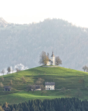 St Thomas Church, Rateče, Slovenia In The Morning Mist