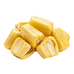 Pile of jackfruit pieces on transparent background sweet tropical food