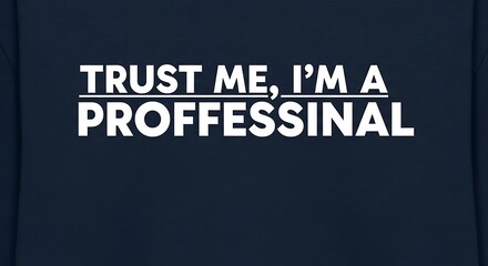 Fototapeta premium Trust me, i'm a proffessinal t-shirt with funny slogan printed on it in white color