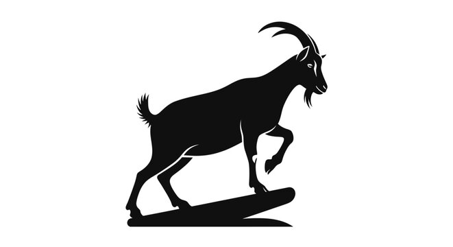 Bold Silhouette of a Bounding Goat in Motion. Vector Illustrations. EPS Editable