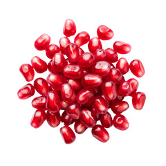 Piles of fresh pomegranate seeds isolated on transparent