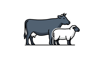 Obraz premium Cow And Calf Illustration On Farm. Vector Illustrations. EPS Editable