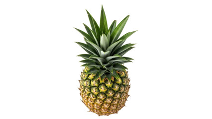 Fototapeta premium Isolated ripe pineapple with green leaves, a sweet and tasty tropical fruit close-up shot