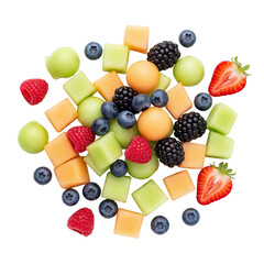 Mixed fresh fruit salad with melon berries and strawberries