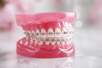 歯列矯正ワイヤー装着の歯モデルのイメージ｜矯正歯科