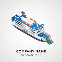 Isometric Illustration of a Large Ferry Boat. © Anak