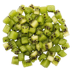 Chopped kiwi fruit pieces on transparent background healthy snack
