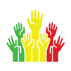 Multiple Hands Upward Silhouettes &ndash; Abstract Community Vector Design