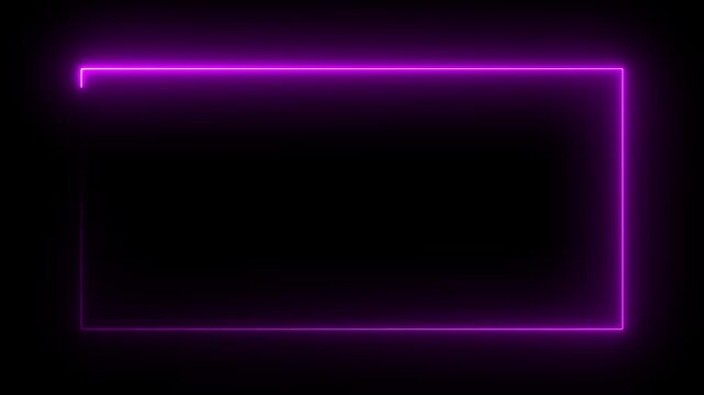 Neon line glowing square frame on black background. neon color video motion graphic isolated on transparent background.
glowing light border, bright rectangular neon outline.