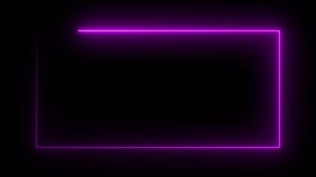Neon line glowing square frame on black background. neon color video motion graphic isolated on transparent background.
glowing light border, bright rectangular neon outline.