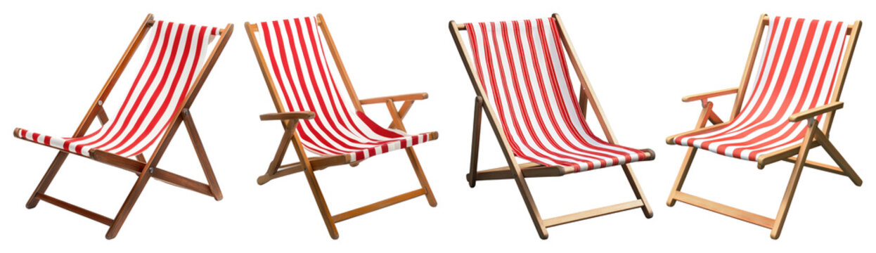 PNG Colorful striped beach chairs on transparent background