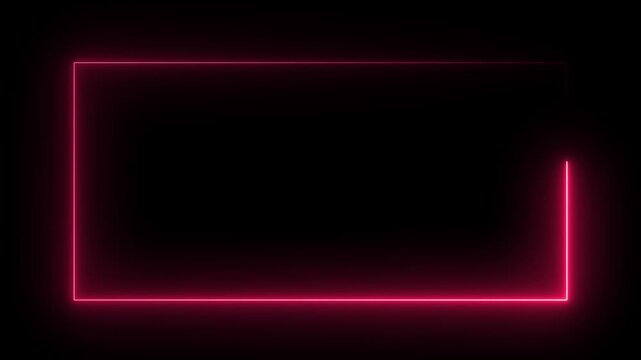 Neon line glowing square frame on black background. neon color video motion graphic isolated on transparent background.
glowing light border, bright rectangular neon outline.