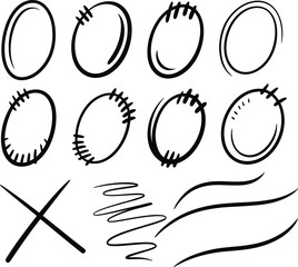Obraz premium Various styles of oval and circular shapes with different textures and lines circle