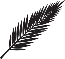 Fototapeta premium Black Silhouette of a Single Palm Leaf on White