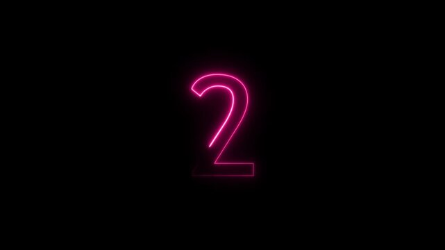 Number 2 neon sign in 4K animation on black background. Glowing neon countdown with black background.
Number 2 text icon animation, Glowing neon 2 text icon animation isolated on Black Background.
