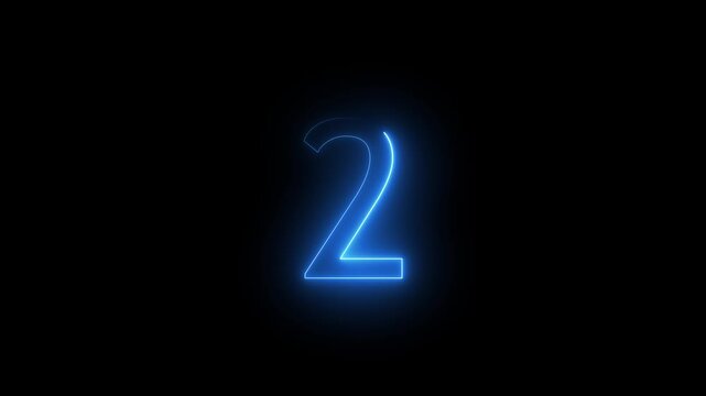 Number 2 neon sign in 4K animation on black background. Glowing neon countdown with black background.
Number 2 text icon animation, Glowing neon 2 text icon animation isolated on Black Background.
