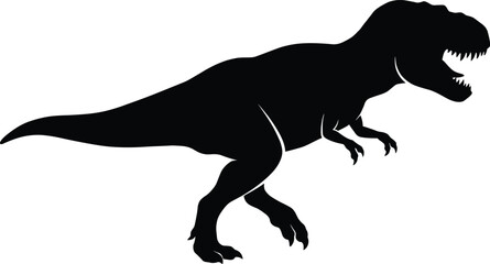 tyrannosaurus rex silhouette, dinosaur predator vector, prehistoric reptile illustration, roaring t rex side view, isolated black dinosaur silhouette, jurassic creature © MdNurAlam