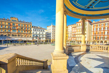 Kiosk in Plaza del Castillo, San Fermin festival in the autonomous community of Navarre 