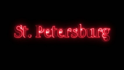 Red neon sign st petersburg on black background