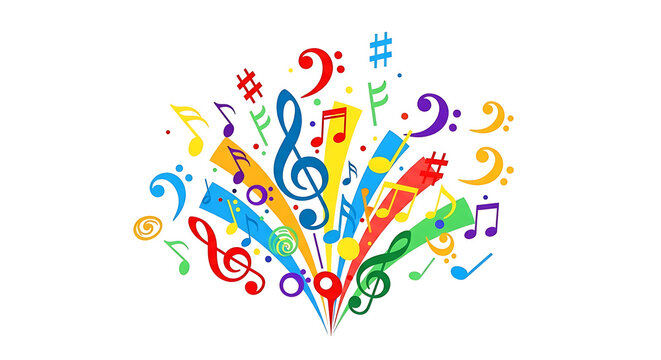 Abstract music background with vibrant colorful paint splash