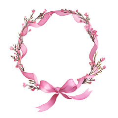 Obraz premium Watercolor Floral Wreath with Pink and White Flowers