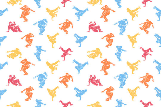 Hip-hop dancer seamless pattern design