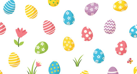Set of Easter eggs and flowers vector