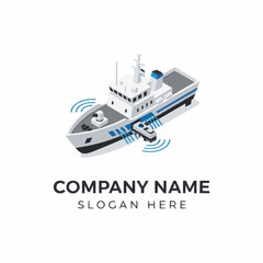 Vector Illustration of a Tugboat on White.
