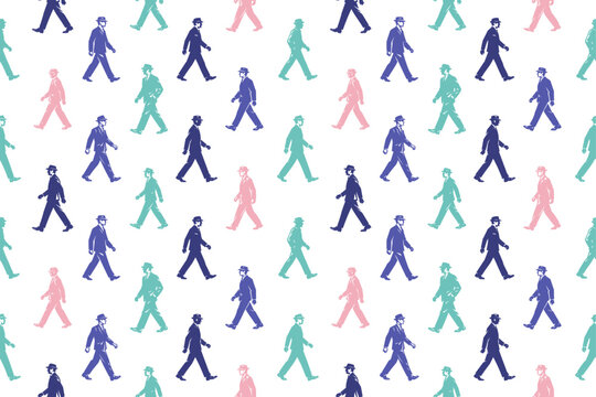 Man walking pose seamless pattern design