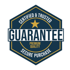 Obraz premium Secure Trusted Guarantee Stamp Badge Certified Verified Quality Assurance Seal Emblem Official Authentic