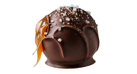 Obraz premium Gourmet Dark Chocolate Truffle with Caramel Drizzle and Sea Salt Crystals