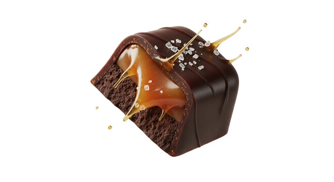 Delicious Dark Chocolate Candy with Molten Caramel and Sea Salt