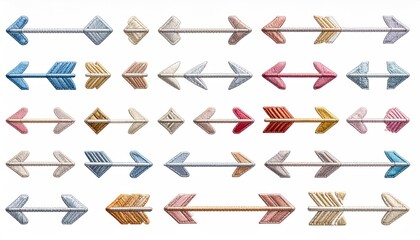 Fototapeta premium Collection of Colorful Arrow Illustrations on White Background.