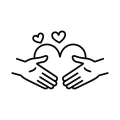 Obraz premium Minimalist love hands with heart symbol, caring connection vector illustration for compassion and unity design