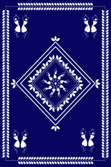 Indian Traditional and Cultural Warli Art in Royal Blue: An intricate design, the essence of artistic beauty.
