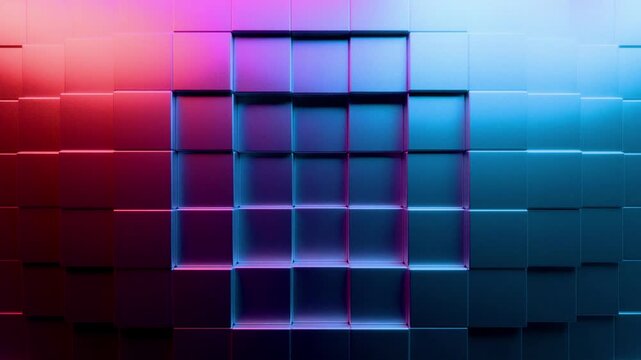 abstract blue and pink colorful 3d cubes background, 4k seamless loop	