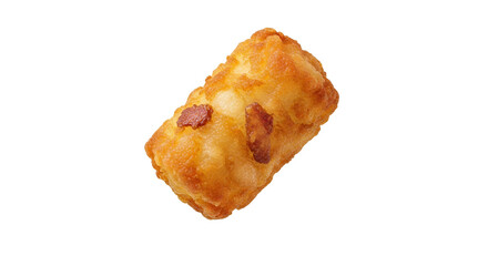 Crispy Rice Cracker Snack with Bacon Bits Isolated on White Background