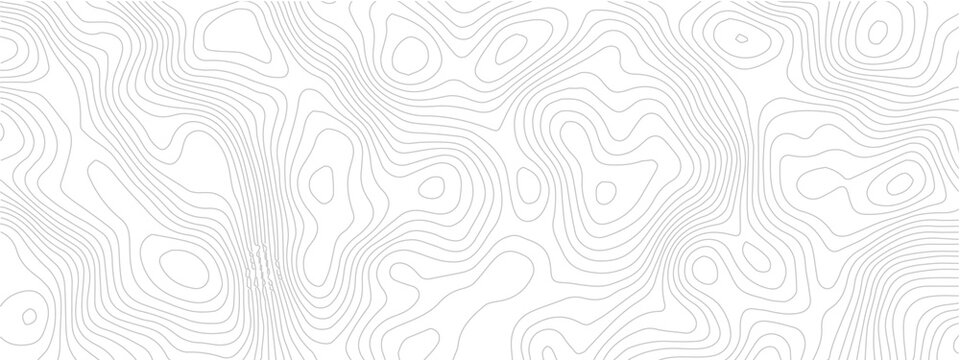 White background with abstract topographical map lines, versatile graphic element for concepts of navigation, terrain, and scientific research