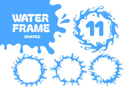 Water Frame Shapes Set with Liquid Splash Circles