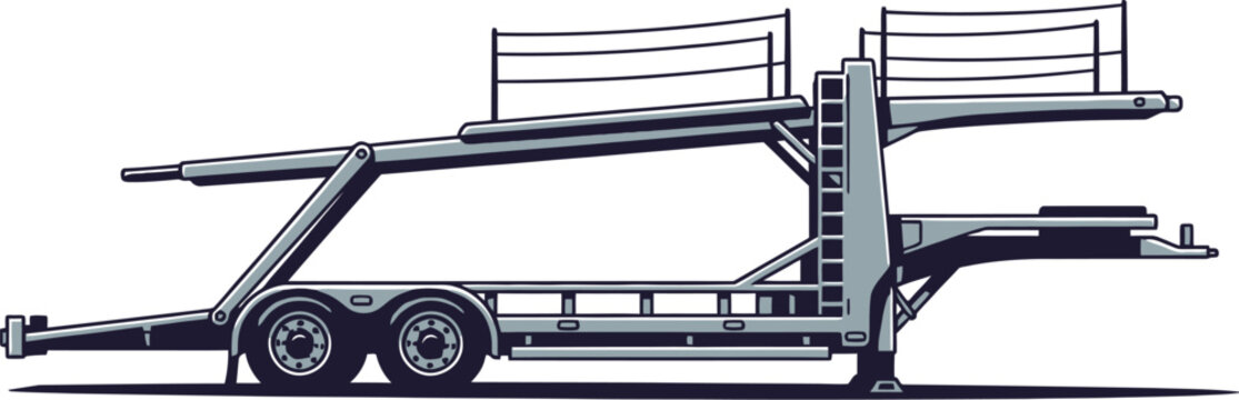 Empty double deck car carrier trailer for vehicle transport