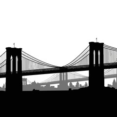 Obraz premium Dramatic black and white view of a massive suspension bridge