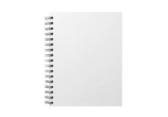 A blank spiral-bound notebook with white pages ready for writing isolated on transparent background,png
