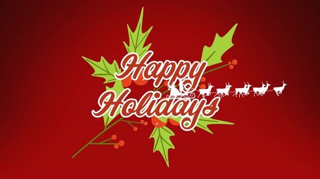 Festive digital animation showcases Santa on a sleigh for holiday celebration.