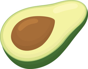 Fototapeta premium Illustration of half avocado fruit with seed inside. Organic vegan product isolated on white